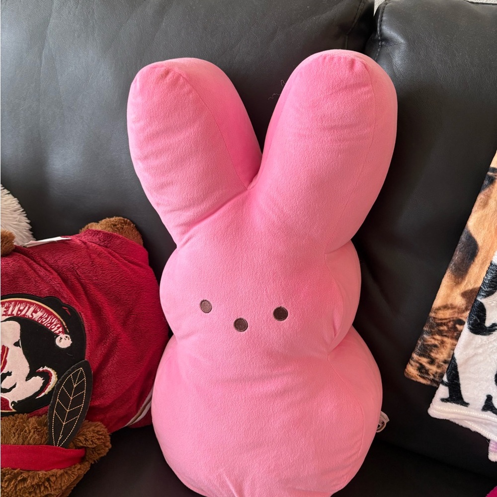 Pink peeps Easter plush bunny 17” pillow